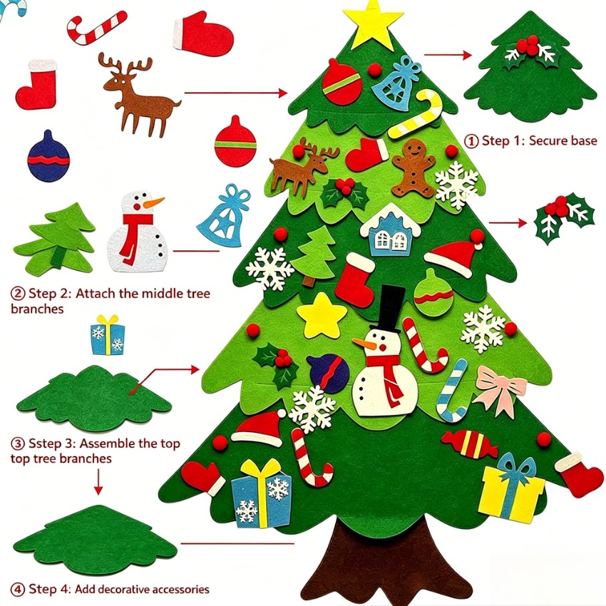DIY Felt Christmas Tree with D - Family Tree Print ulasan dan harga